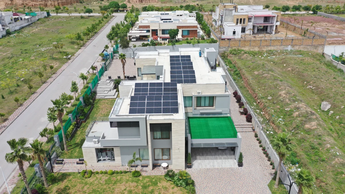 Solar panels installed on a completed Resicon residential roof