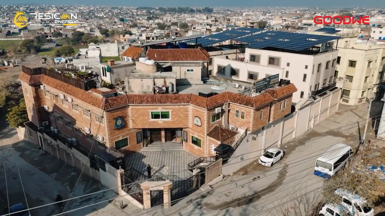 Aerial view of the Sapient Hall solar installation in Islamabad